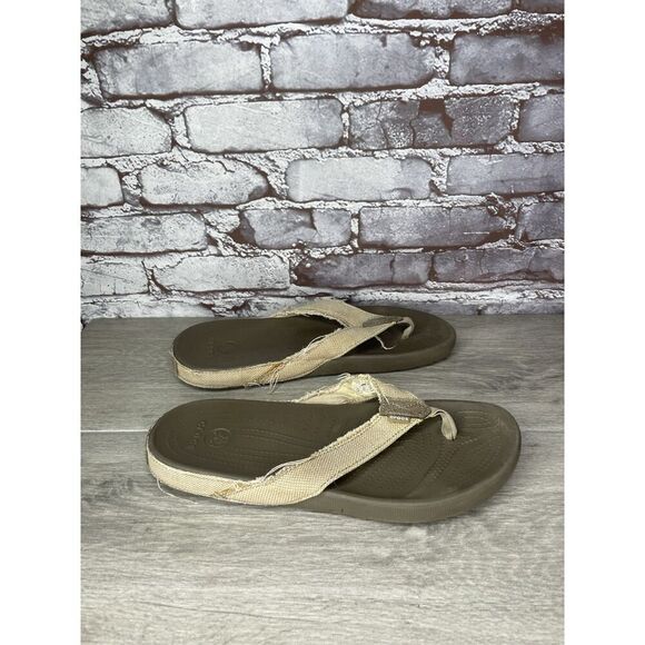Crocs Dual Comfort Khaki Fabric Canvas Flip Flops Sandals Men’s Sz 10M US/43EU main image 13